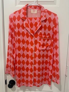 In My Sundays Red & Pink Argyle Long Sleeve & Pant Pajama Set